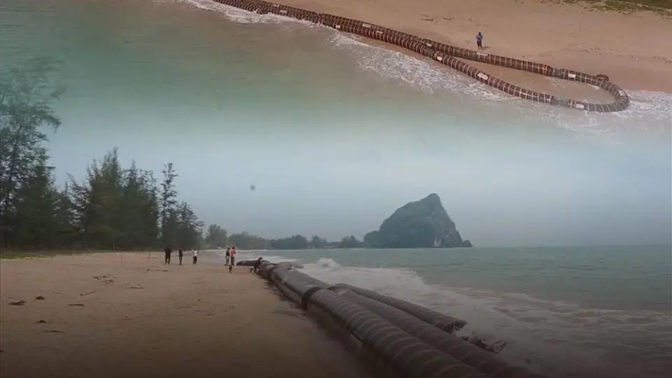 ท่อส่งน้ำมันดิบขนาดใหญ่หนัก 14 ตันลอยเกยชายหาด จ.ชุมพร