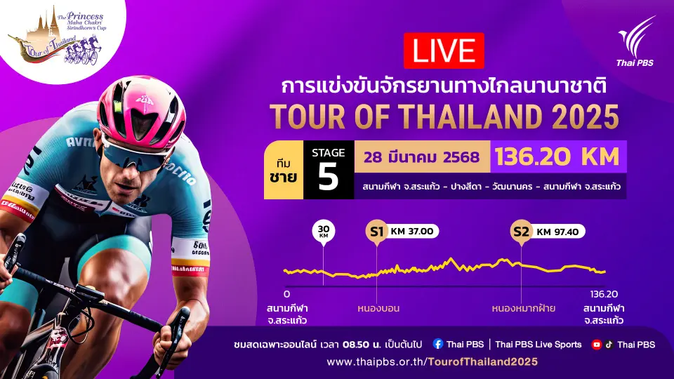 ทีมชาย สเตจที่ 5 สนามกีฬา จ.สระแก้ว - ปางสีดา - วัฒนานคร - สนามกีฬา จ.สระแก้ว