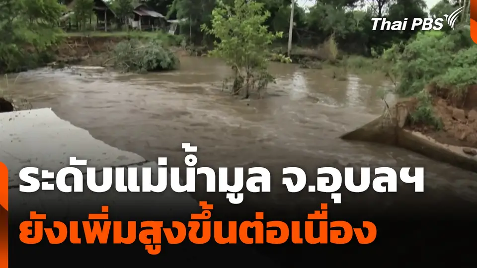 ระดับแม่น้ำมูล จ.อุบลราชธานี ยังเพิ่มสูงขึ้นต่อเนื่อง