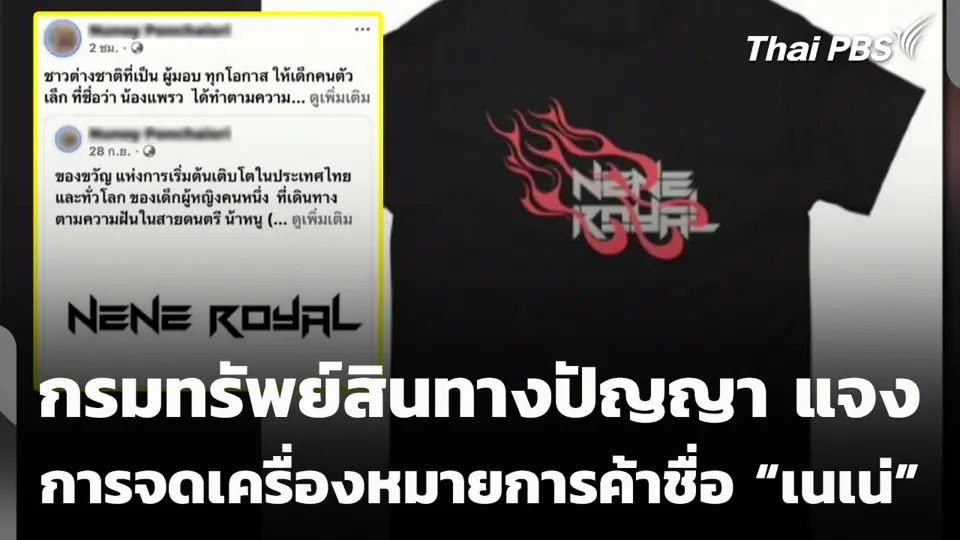 กรมทรัพย์สินทางปัญญา แจงการจดเครื่องหมายการค้าชื่อ “เนเน่”