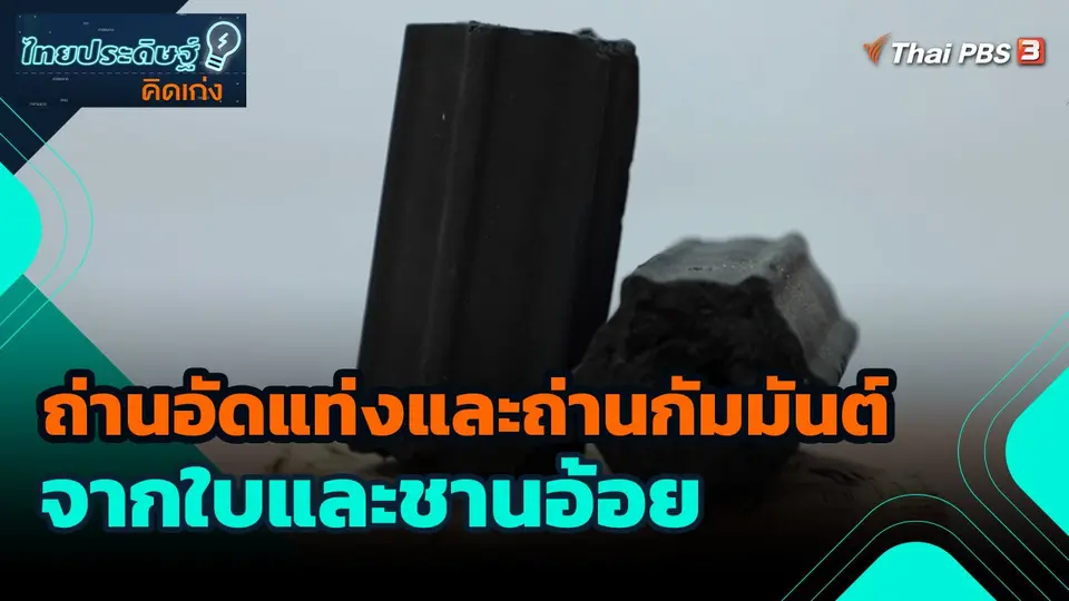 ​ไทยประดิษฐ์คิดเก่ง : ถ่านอัดแท่งและถ่านกัมมันต์จากใบและชานอ้อย