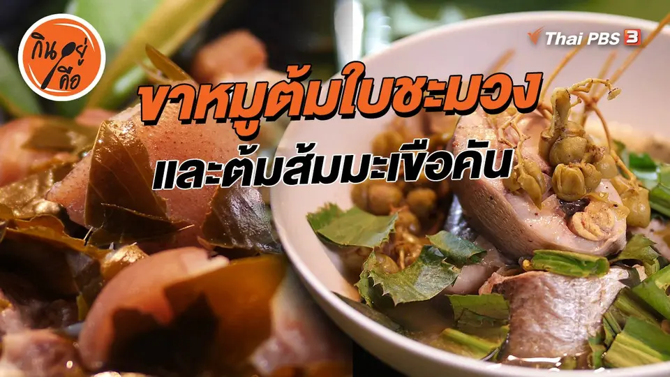 ขาหมูต้มใบชะมวง และต้มส้มมะเขือคัน