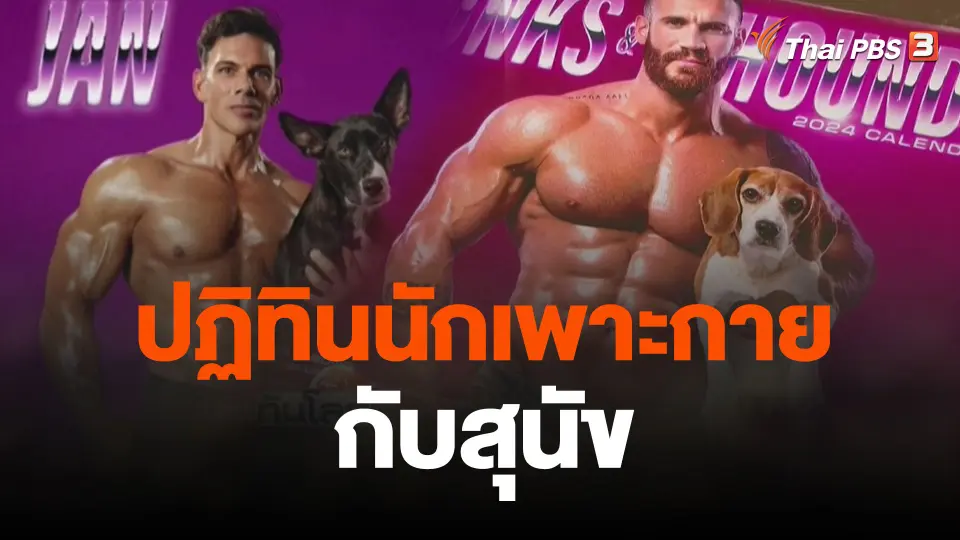 ปฏิทินนักเพาะกายกับสุนัข