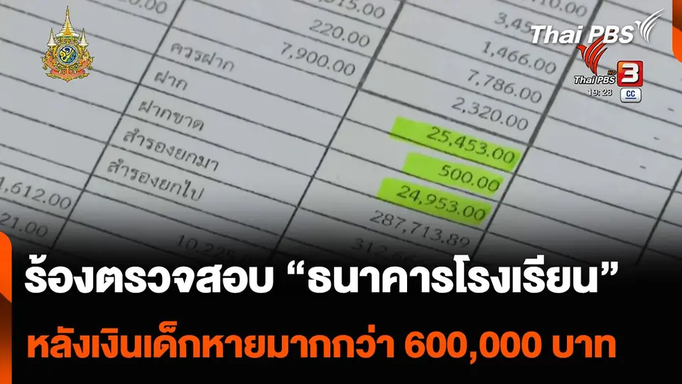 ร้องตรวจสอบ “ธนาคารโรงเรียน” หลังเงินเด็กหายมากกว่า 600,000 บาท
