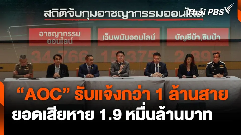 "AOC" รับแจ้งกว่า 1 ล้านสาย ยอดเสียหาย 1.9 หมื่นล้านบาท