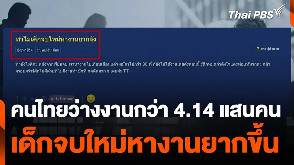 สภาพัฒน์ฯ เผย คนไทยว่างงาน 4.14 แสนคน เด็กจบใหม่หางานยากขึ้น