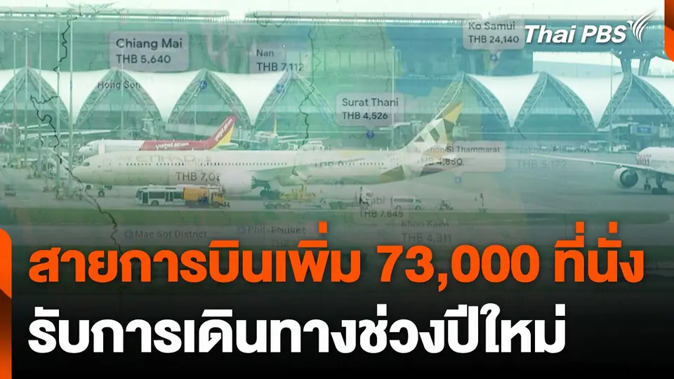 สายการบินของไทย เพิ่ม 73,000 ที่นั่ง รองรับการเดินทางช่วงปีใหม่