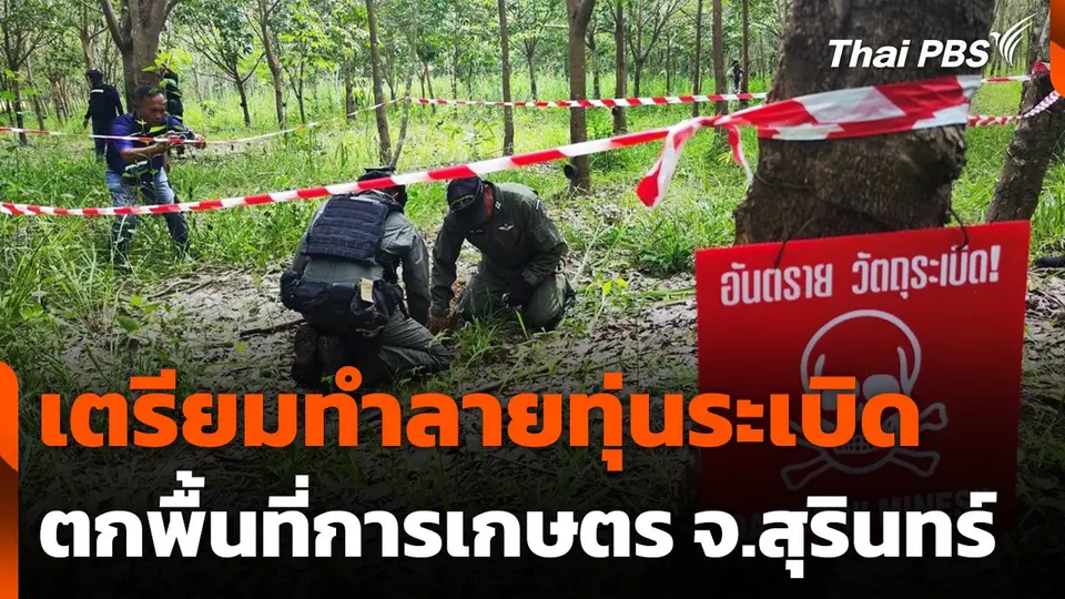 เตรียมทำลายทุ่นระเบิดตกพื้นที่การเกษตร จ.สุรินทร์