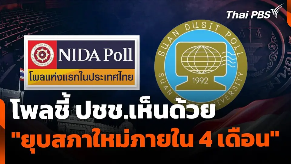 โพลชี้ ปชช.เห็นด้วย "รัฐบาลชุดใหม่ยุบสภาภายใน 4 เดือน"