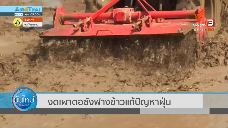 ​งดเผาตอซังฟางข้าวแก้ปัญหาฝุ่น