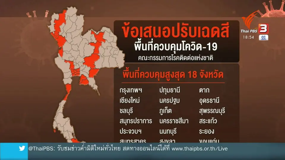 เสนอ 18 จังหวัด เป็น "พื้นที่ควบคุมสูงสุดและเข้มงวด"