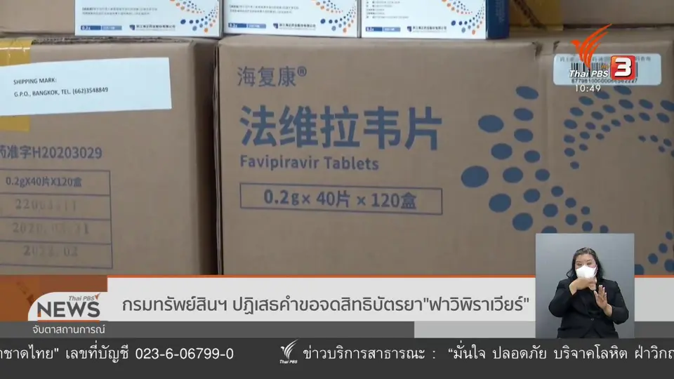 ​กรมทรัพย์สินฯ ปฏิเสธคำขอจดสิทธิบัตรยา "ฟาวิพิราเวียร์"