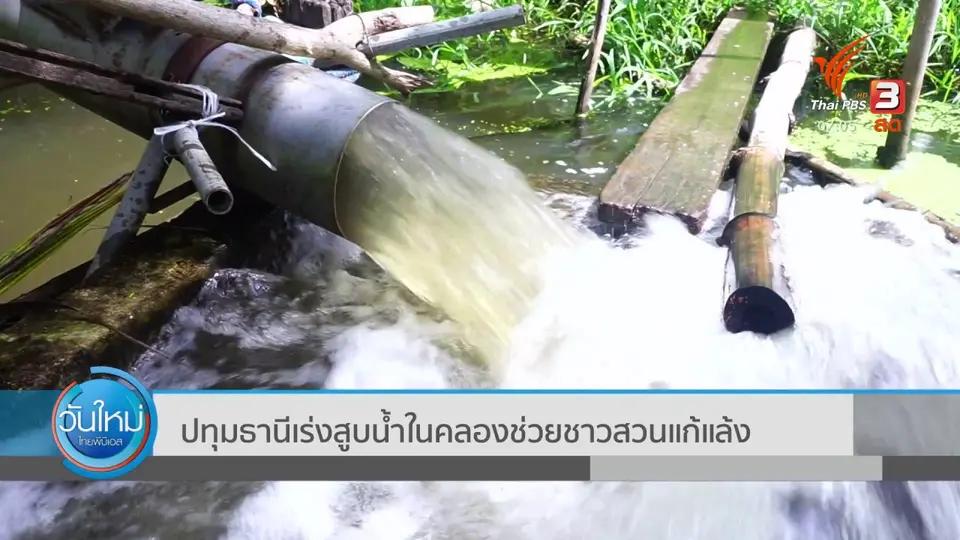 2 องศา ทำมาหากิน ดิน ฟ้า อากาศ : ปทุมธานีเร่งสูบน้ำในคลองช่วยชาวสวนแก้แล้ง