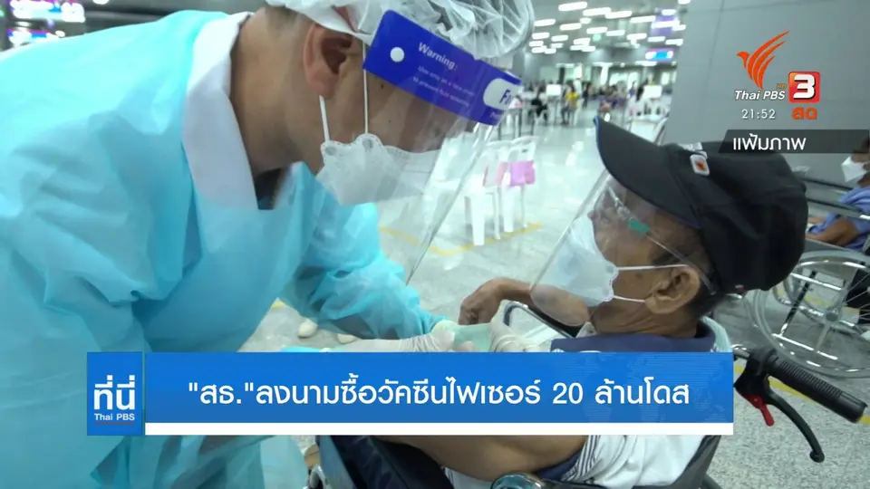 สธ.ซื้อวัคซีนไฟเซอร์ 20 ล้านโดส ส่งมอบปลายปีนี้