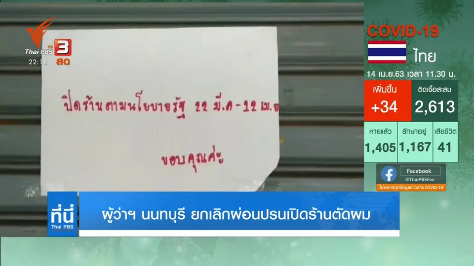 ผู้ว่าฯ นนทบุรี ยกเลิกผ่อนปรนเปิดร้านตัดผม