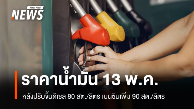 อัปเดตราคาน้ำมัน 13 พ.ค. หลังปรับขึ้นดีเซล 80 สต./ลิตร เบนซิน-โซฮอล์เพิ่ม 90 สต./ลิตร 