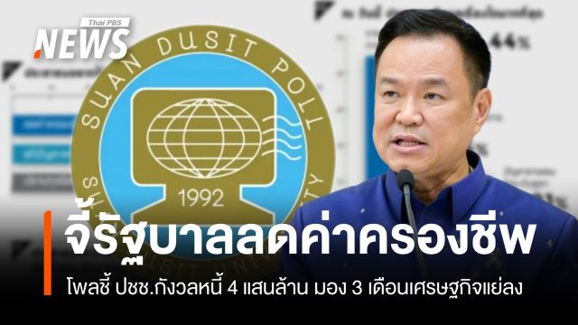 โพลชี้ ปชช.กังวลหนี้ 4 แสนล้าน มอง 3 เดือน ศก.แย่ลง จี้รัฐลดค่าครองชีพ