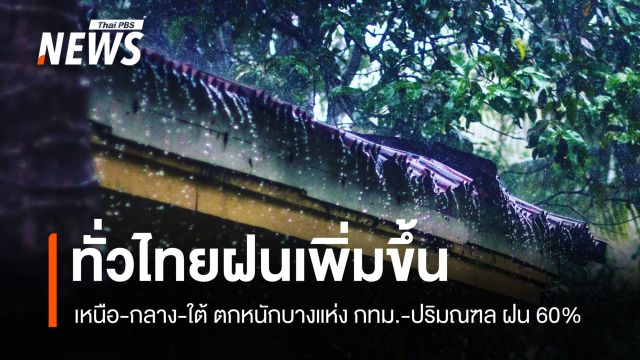 สภาพอากาศวันนี้ ทั่วไทยฝนเพิ่มขึ้น เหนือ-กลาง-ใต้ ตกหนักบางแห่ง