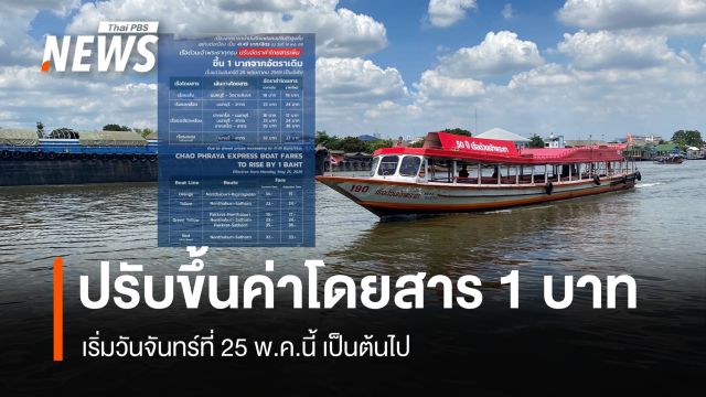 เรือด่วนเจ้าพระยา ปรับขึ้นค่าโดยสารเพิ่ม 1 บาท เริ่มวันจันทร์ที่ 25 พ.ค.นี้