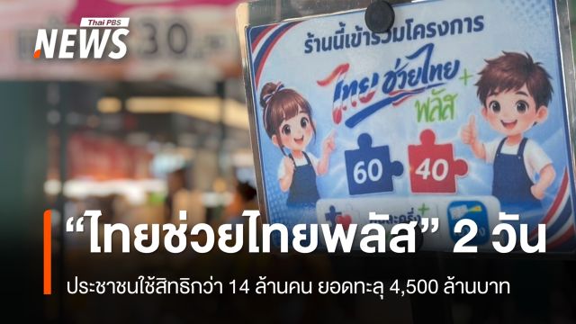 "ไทยช่วยไทยพลัส" 2 วัน ปชช.ใช้สิทธิ 14 ล้านคน ยอดทะลุ 4,500 ล้านบาท
