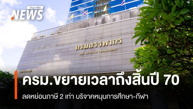 ครม.ขยายเวลาถึงสิ้นปี 70 ลดหย่อนภาษี 2 เท่า บริจาคหนุนการศึกษา-กีฬา