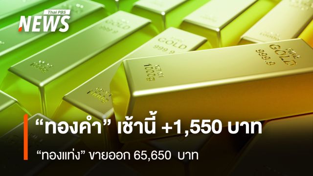 “ทองคำ” เช้านี้ +1,550 บาท “ทองแท่ง” ขายออก 65,650 บาท