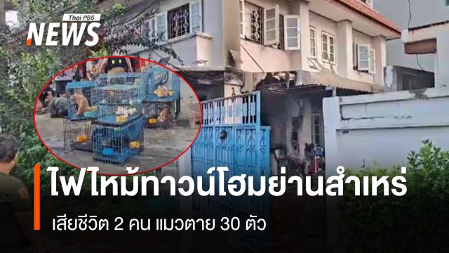 เพลิงไหม้ทาวน์โฮมย่านสำเหร่เสียชีวิต 2 คน แมวตาย 30 ตัว