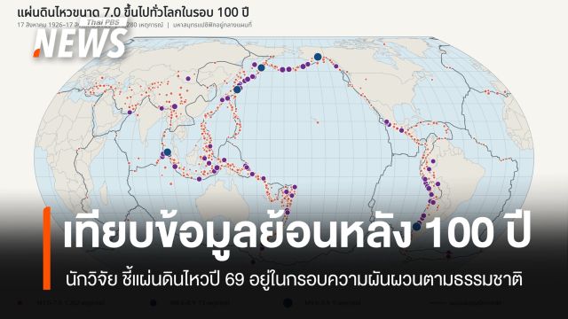 นักวิจัย เปิดข้อมูลแผ่นดินไหวปี 69 เทียบย้อนหลัง 100 ปี 