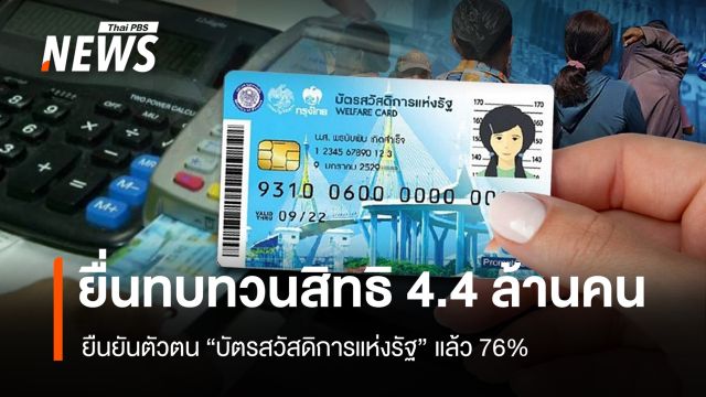 ยืนยันตัวตน "บัตรสวัสดิการฯ" แล้ว 76% ยื่นทบทวนสิทธิ 4.4 ล้านคน