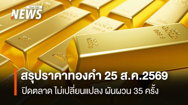 สรุปราคาทองคำ 25 ส.ค.2569  ปิดตลาด ไม่เปลี่ยนแปลง ผันผวน 35 ครั้ง