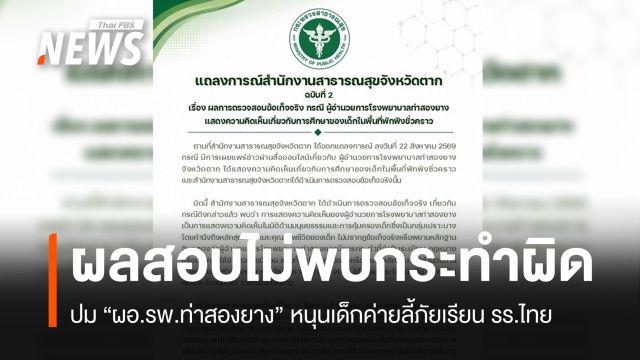 สสจ.ตากสรุปผลสอบ "ผอ.รพ.ท่าสองยาง" ไม่พบผิด ปมหนุนเด็กค่ายลี้ภัยเรียน รร.ไทย
