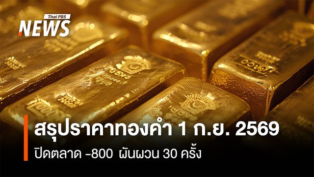 สรุปราคาทองคำ 1ก.ย.2569  ปิดตลาด -800  ผันผวน 30 ครั้ง