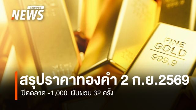 สรุปราคาทองคำ 2 ก.ย.2569 ปิดตลาด -1,000 ผันผวน 32 ครั้ง