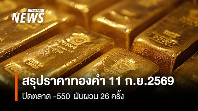 สรุปราคาทองคำ 11 ก.ย.2569 ปิดตลาด -550 ผันผวน 26 ครั้ง