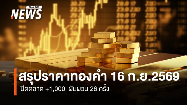 สรุปราคาทองคำ 16 ก.ย.2569  ปิดตลาด +1,000 ผันผวน 26 ครั้ง