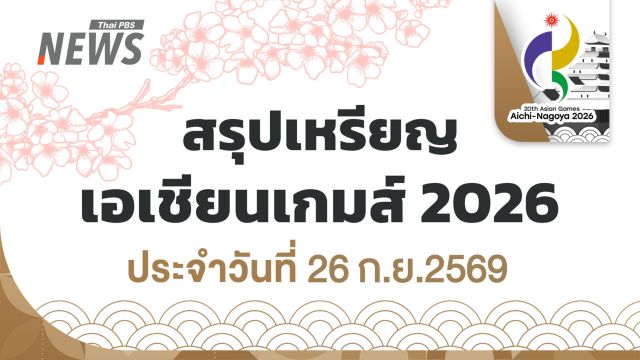สรุปเหรียญเอเชียนเกมส์ 2026 วันที่ 26 ก.ย.69 จีน 107 ทอง, ไทย 8 ทอง