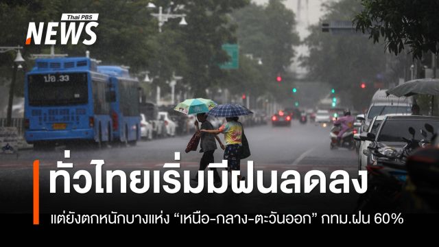 สภาพอากาศวันนี้ ไทยเริ่มมีฝนลดลง แต่ยังตกหนักบางแห่ง ระวังน้ำท่วมฉับพลัน-น้ำป่าไหลหลาก