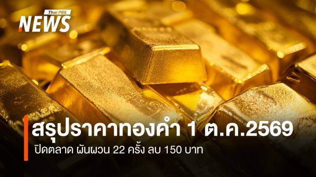 สรุปราคาทองคำ 1 ต.ค.2569 ปิดตลาด ผันผวน 22 ครั้ง ลบ 150 บาท 