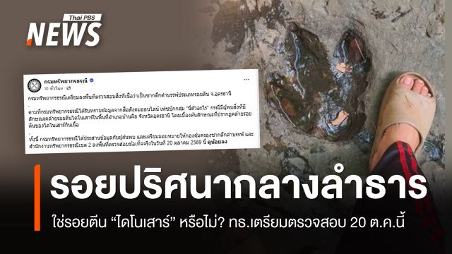รอยปริศนากลางลำธาร ใช่รอยตีนไดโนเสาร์หรือไม่? กรมทรัพยากรธรณีเตรียมตรวจสอบ 20 ต.ค.นี้