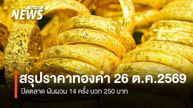 สรุปราคาทองคำ 26 ต.ค.2569  ปิดตลาด ผันผวน 14 ครั้ง บวก 250 บาท