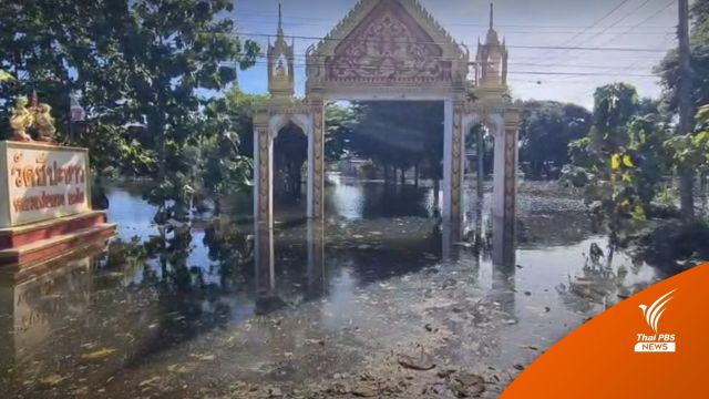 สิงห์บุรียังอ่วม! วัดชีปะขาวน้ำท่วมสูง เริ่มส่งกลิ่นเหม็น