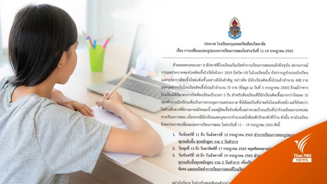 รร.กรุงเทพคริสเตียนฯ ปรับสอนออนไลน์ หลัง 8 สัปดาห์ นร.ติดโควิด 688 คน