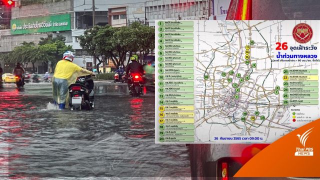 เช็ก! 26 จุดเฝ้าระวัง "น้ำท่วม" กทม.-ปริมณฑล