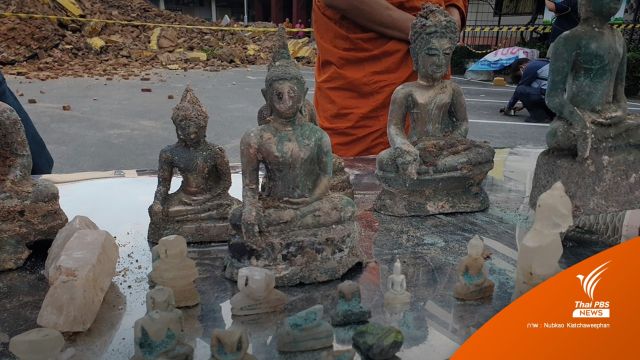 กรุแตก! พบพระพุทธรูป-โบราณวัตถุ หลังพระธาตุล้มที่เชียงใหม่