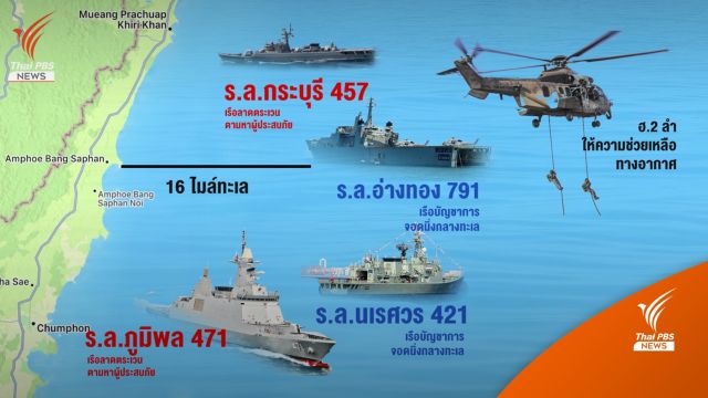 แผนค้นหา 30 ผู้ประสบภัย เรือหลวงสุโขทัยอับปาง