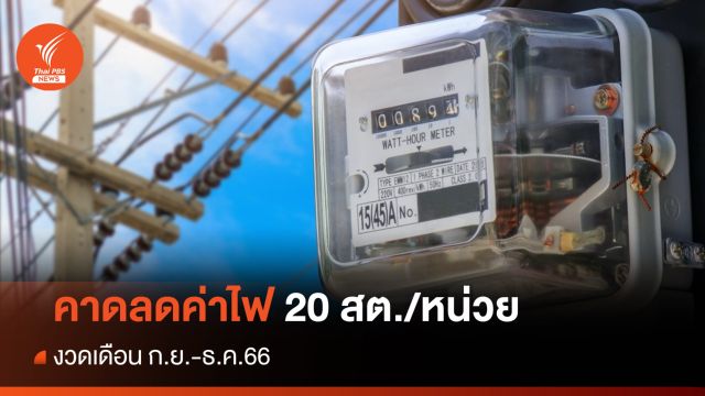กกพ.คาดค่าไฟฟ้างวด ก.ย.-ธ.ค.66 ลด 20 สต./หน่วย 