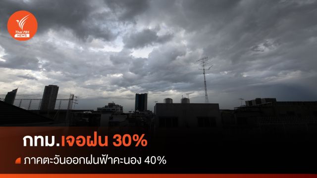 สภาพอากาศวันนี้ ไทยฝนลดลง - กทม.เจอฝน 30%