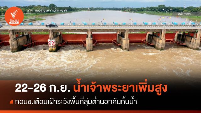กอนช.เตือนเฝ้าระวังระดับน้ำในเจ้าพระยาเพิ่มสูง 22-26 ก.ย.