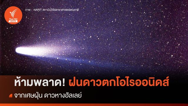ชวนชมฝนดาวตกโอไรออนิดส์ จากเศษฝุ่น ดาวหางฮัลเลย์ 21 ต.ค.นี้