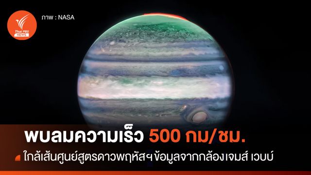 “กล้องฯ เจมส์ เวบบ์” พบลมความเร็วกว่า 500 กม./ชม. ที่บริเวณเส้นศูนย์สูตร “ดาวพฤหัสบดี”
